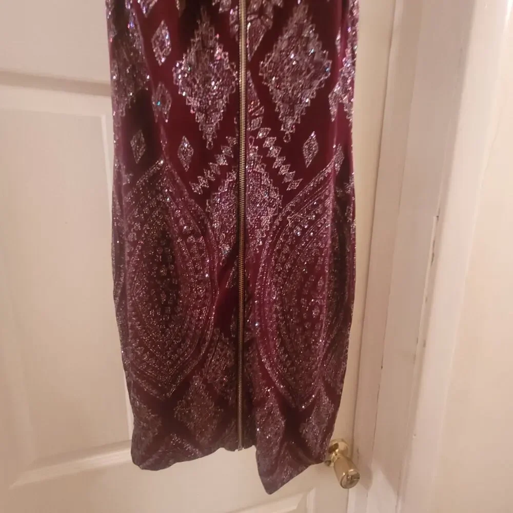 Vtg Y2K  Womens Speechless Sparkly Burgundy Sleeveless Dress Party Dance Size 7